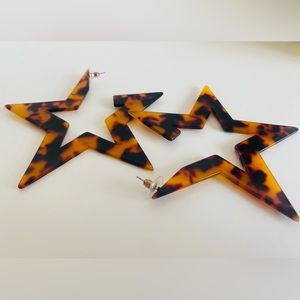 Tortoiseshell Star Hoop Earrings
